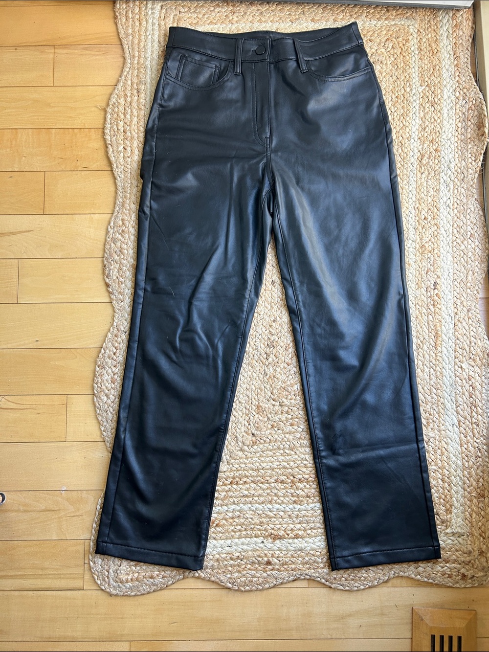 Reitmans Black Faux Leather Straight-Leg Pants